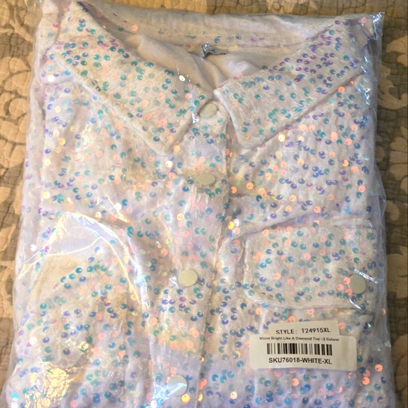 White Birch NWT Shine Bright Like A Diamond Top XL - Picture 7 of 9